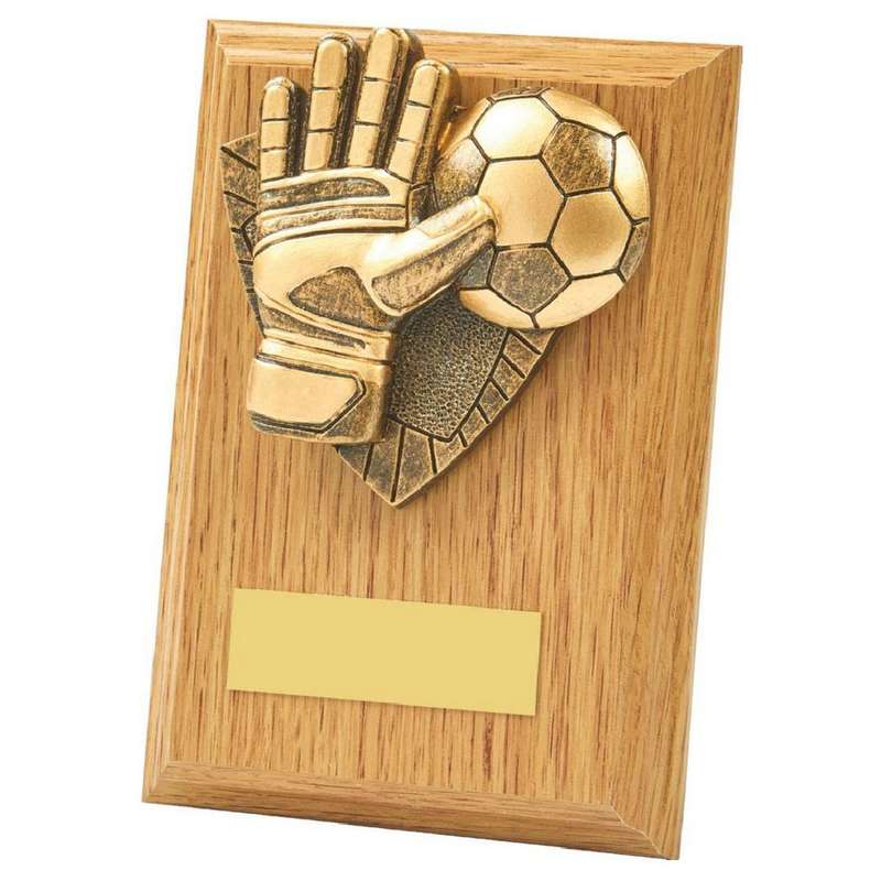 Football Goalie Wood Plaque Award 130mm – Light Oak