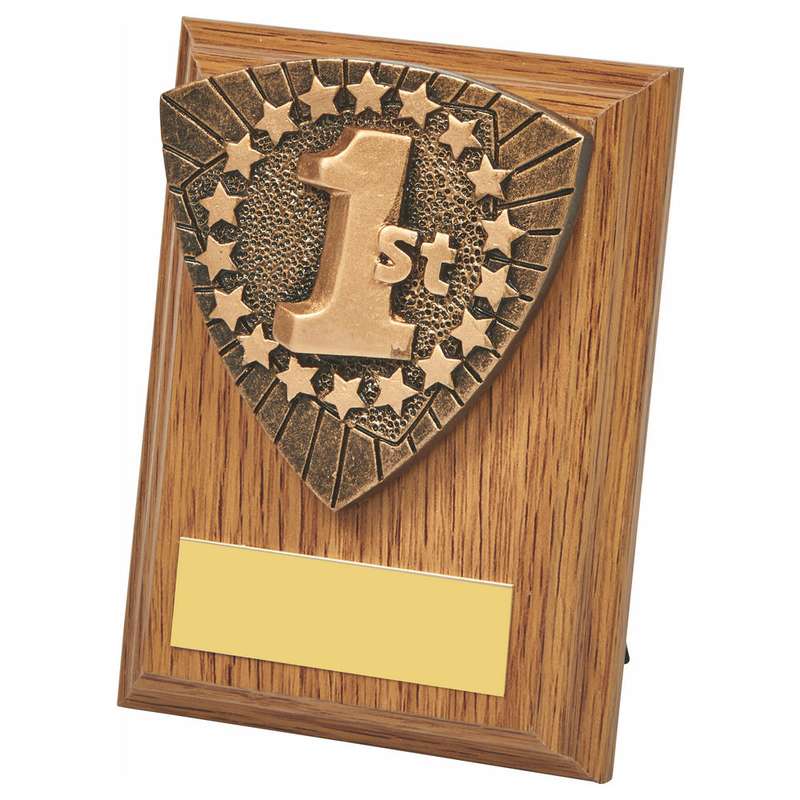 Wood Plaque with 1st Place Resin Trim 100mm – Light Oak