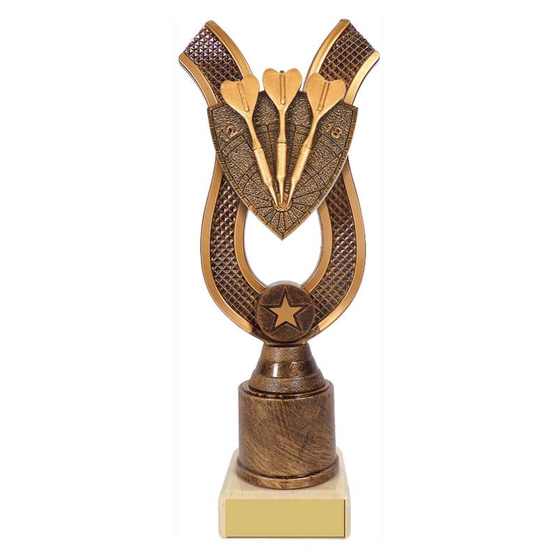 Antique Gold Ribbon Award with Resin Darts Trim 180mm – Ant Gold