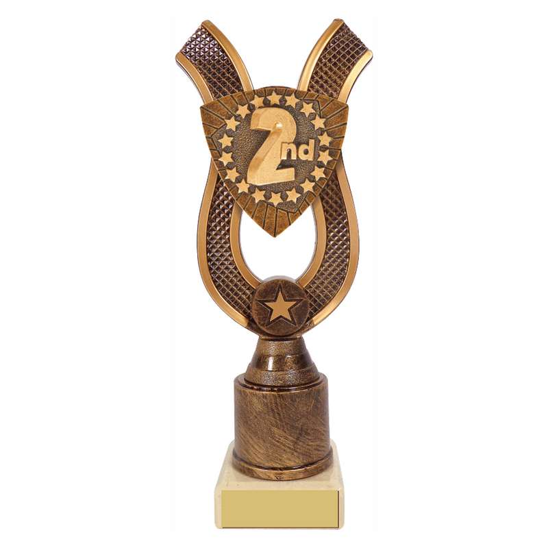 Antique Gold Ribbon Award with Resin 2nd Trim 180mm – Ant Gold