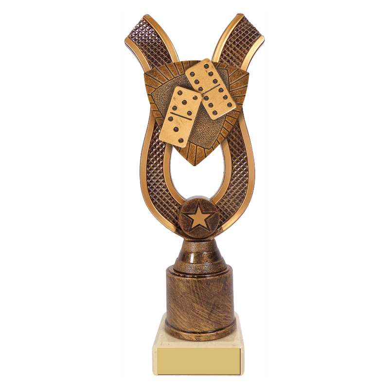 Antique Gold Ribbon Award with Resin Dominoes Trim 180mm – Ant Gold