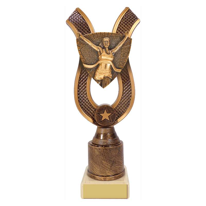 Antique Gold Ribbon Award with Resin Female Runner Trim 180mm – Ant Gold