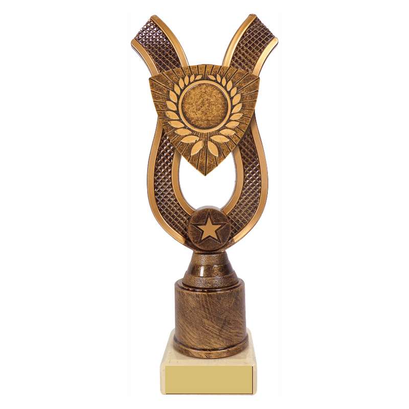 Antique Gold Ribbon Award with Resin Wreath Adapter Trim 180mm – Ant Gold