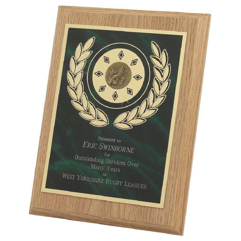 Green Aluminium Front Light Wood Plaque 200mm – Light Oak