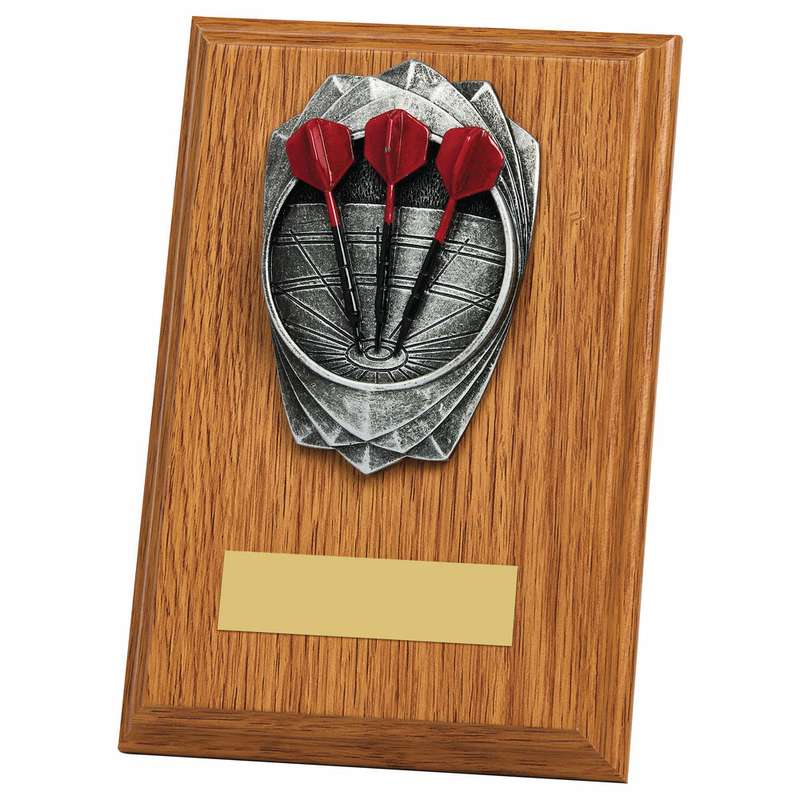 “Rose” Light Oak Tri Darts Plaque 150mm – Light Oak