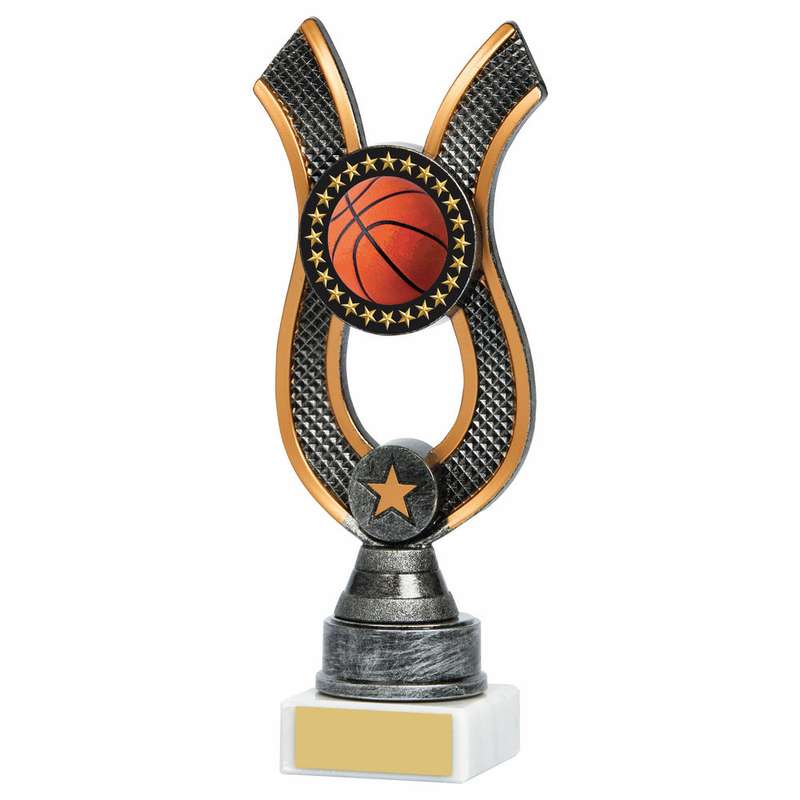 Antique Silver Ribbon Award – Basketball 210mm – Ant Silver