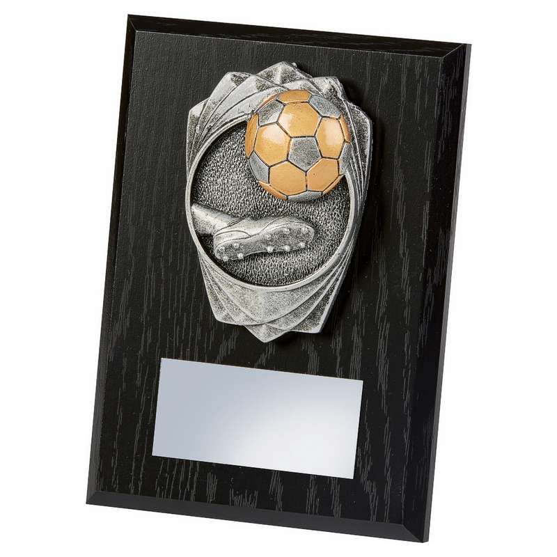 Antique Silver Boot/Ball, Black Wood Award 150mm – Black