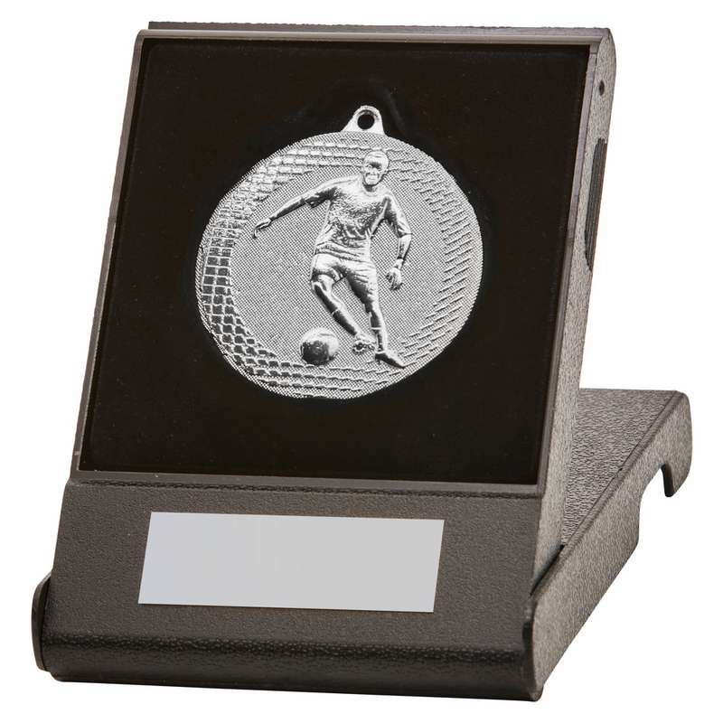 Gold Male Football Medal in Case 50mm – Gold