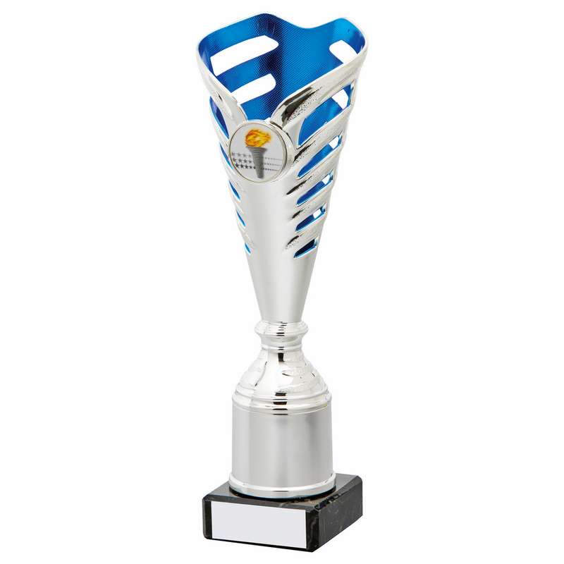 Silver and Blue Scuplture Trophy 225mm – Silver/Blue