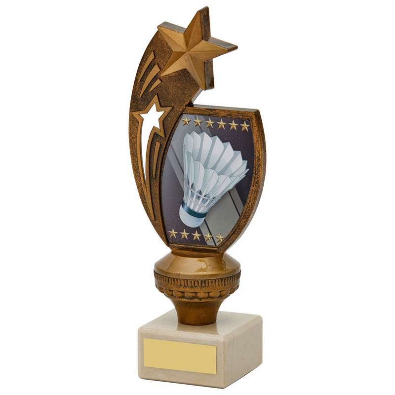 Antique Gold Shuttle Cock Trophy 180mm – Ant Gold