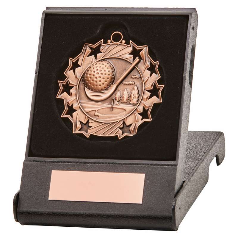 Gold Star Golf Medal in Case 60mm – Gold