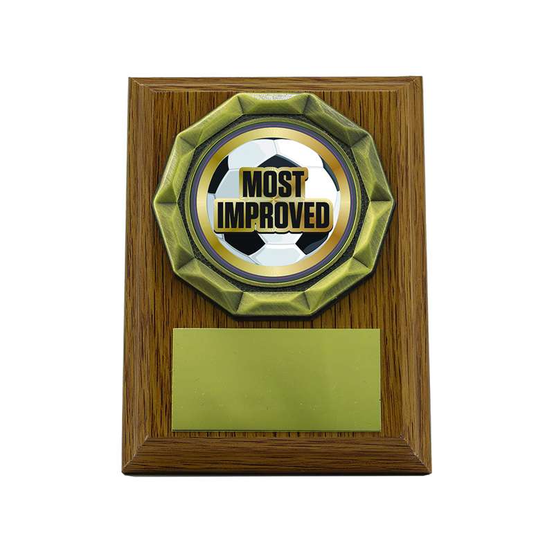 Light Oak Plaque with Most Improved Trim 100mm – Light Oak