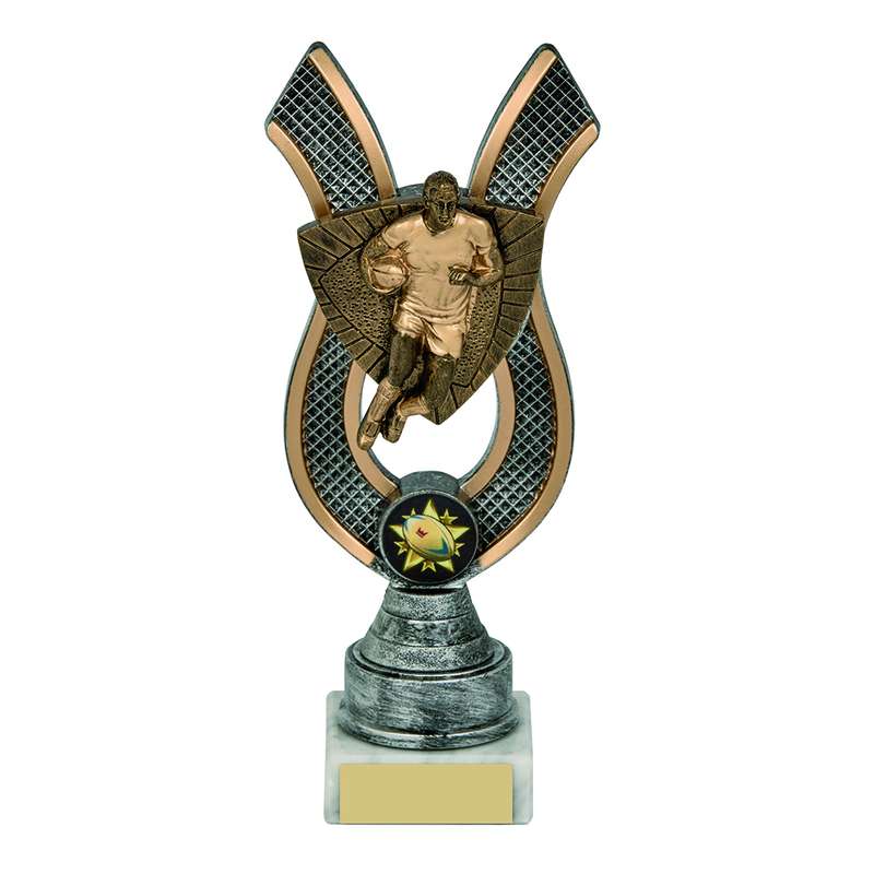 Gold/Silver Rugby Ribbon Trophy (Male) 200mm – Ant Silver