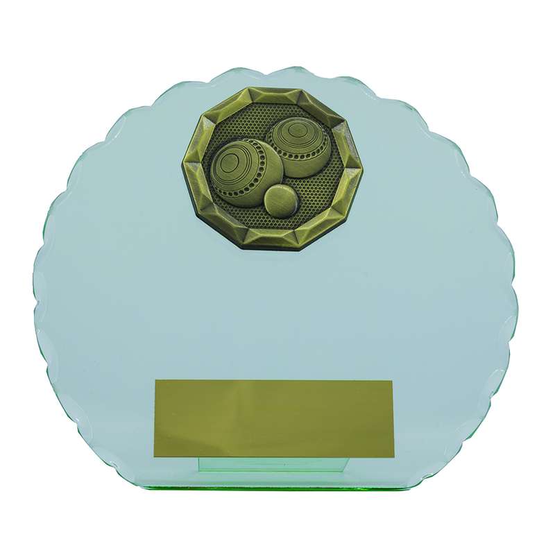 Lawn Bowls Jade Glass Circle Stand Award 145mm – Clear