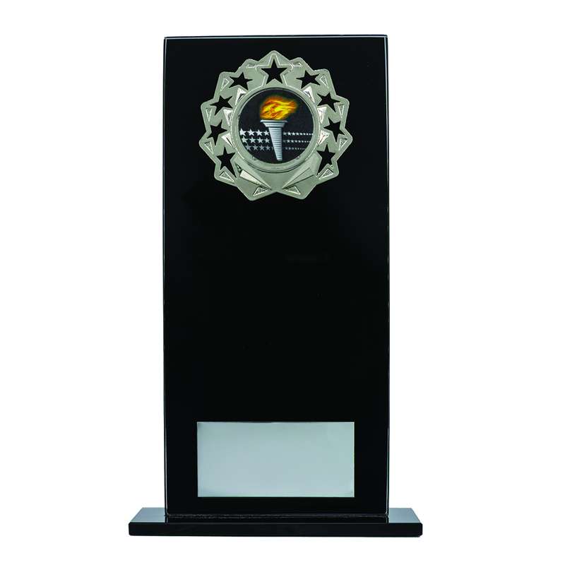 Black Glass Award with Metal Trim 165mm – Black