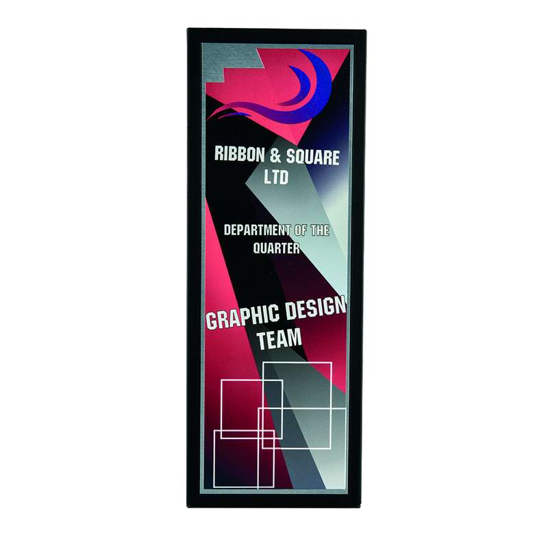 Metal Stand “RAZOR” Award with Silver Front 350mm – Silver/Black