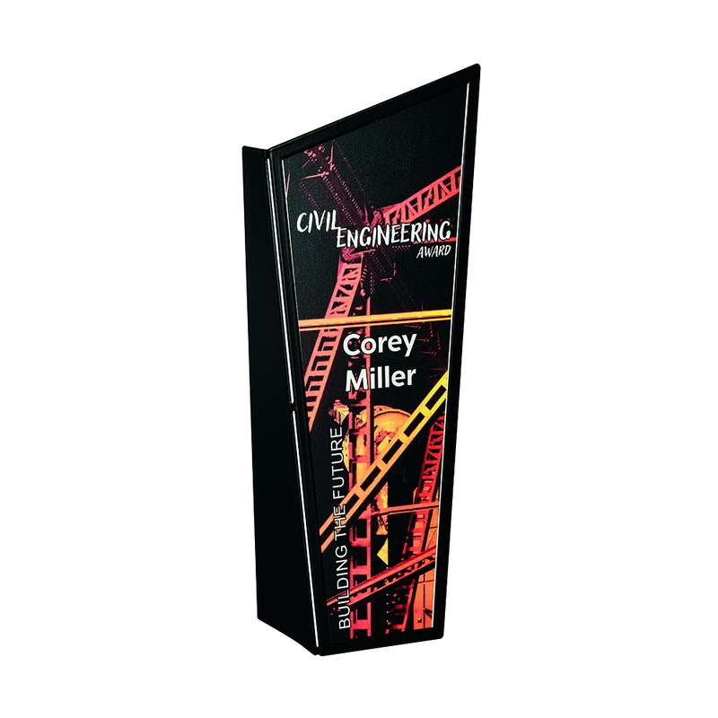 Metal Stand “BLADE” Award with Silver Front 350mm – Silver/Black