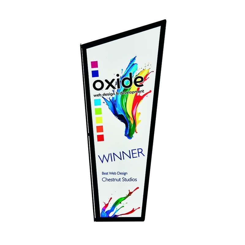 Metal Stand “BLADE” Award with White Front 350mm – White