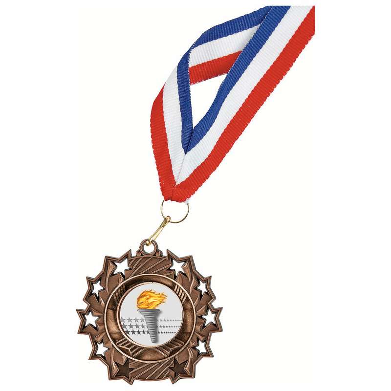 60mm Gold Star Medal with Ribbon – Silver