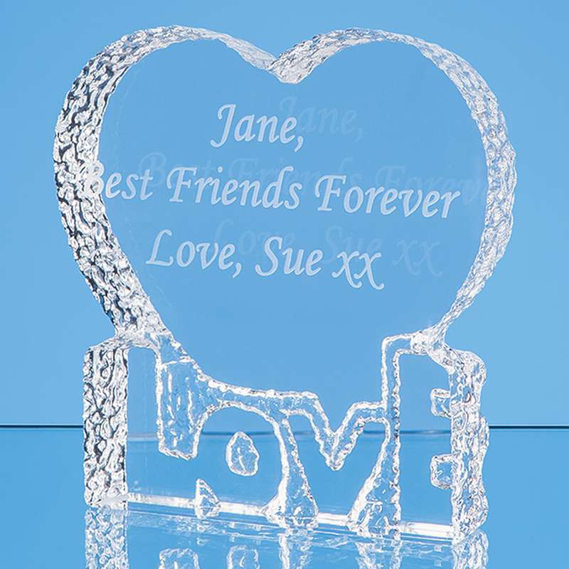 10cm Optical Crystal ‘Love’ Heart Paperweight