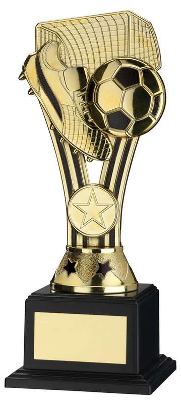 GOLD/BLACK PLASTIC WEMBLEY FIGURE ON FILLED BASE (1in CEN) – 7.5in