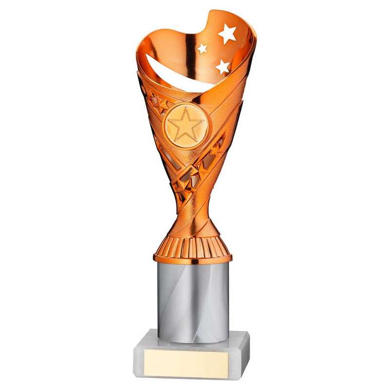 COPPER/WHITE PLASTIC SABRE CUP ASSEMBLED ON MARBLE (1in CEN) – 8in