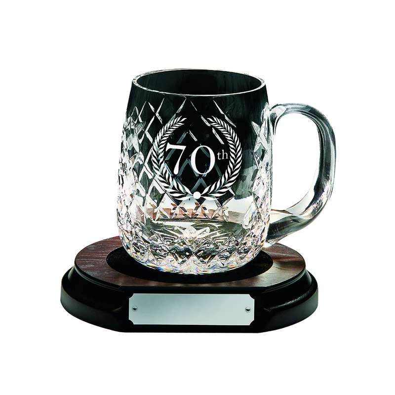 1pt Round Tankard with Engravable Panel & Base 140mm – Clear
