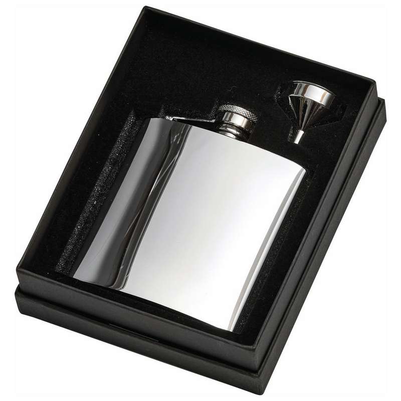 6oz Hip Flask in Presentation Case 115mm – Silver