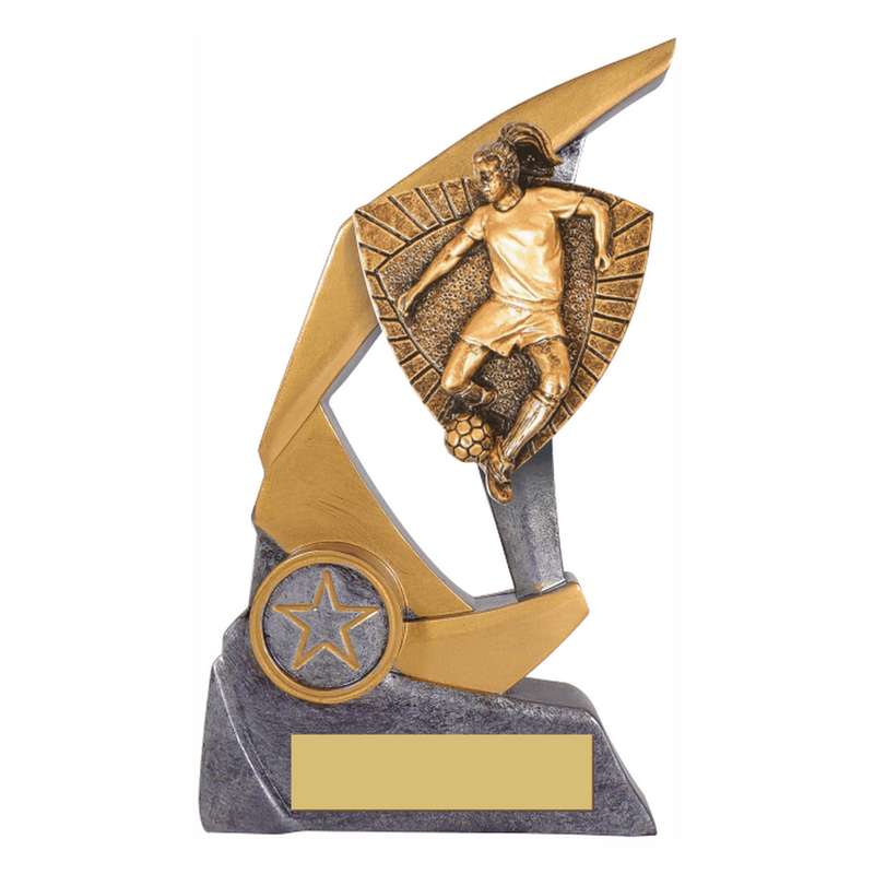 Antique Silver Resin Claw Trophy with Female Football Trim 150mm – Ant Silver