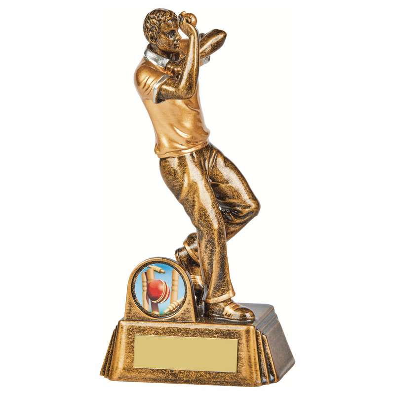 Resin Cricket Male Bowler Award 165mm – Ant Gold