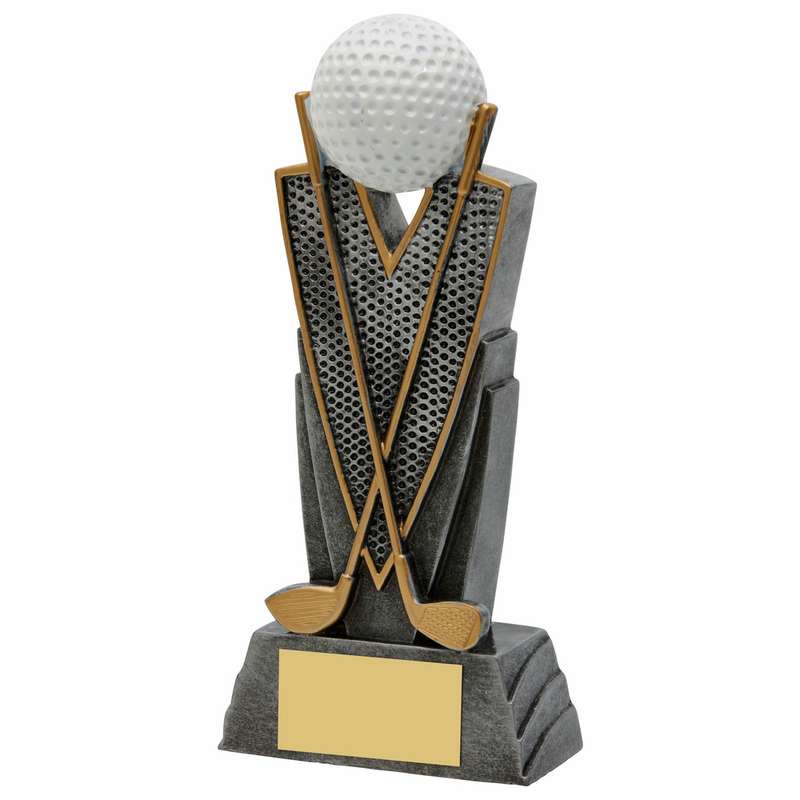 Antique Silver Resin Golf Ball/Clubs Award 150mm – Ant Silver