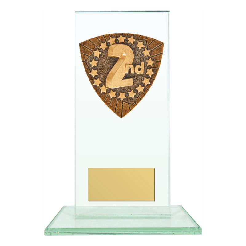 Jade Glass Stand Award with Resin 2nd Trim 160mm – Clear