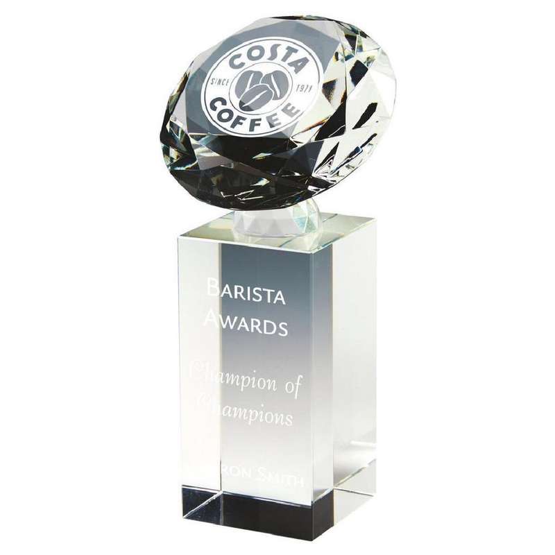 Crystal Diamond Column Award (In Presentation Case) 105mm – Clear
