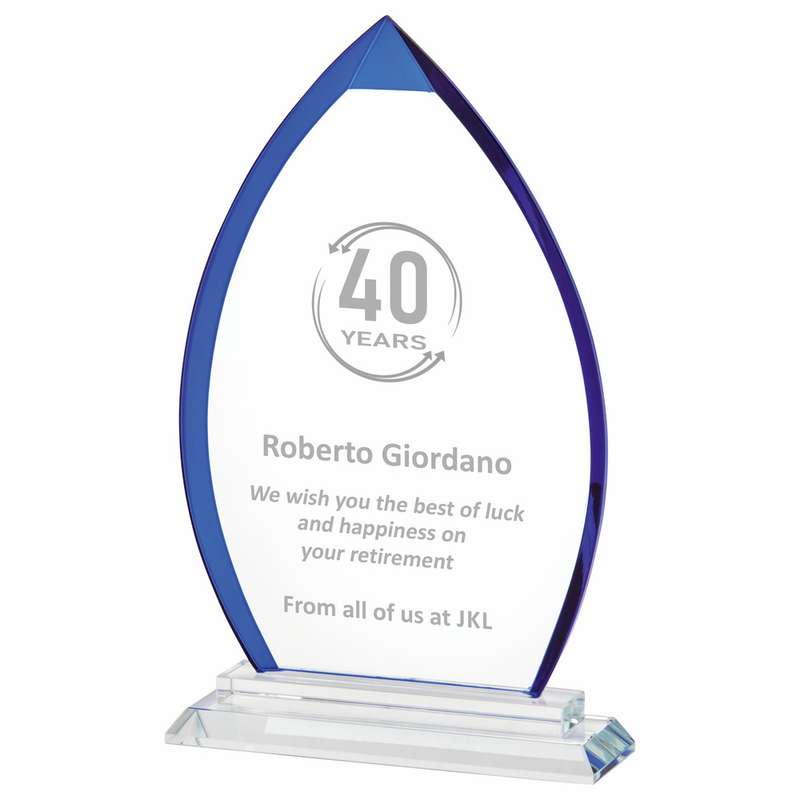 Blue Glass Stand Award 80mm – Blue