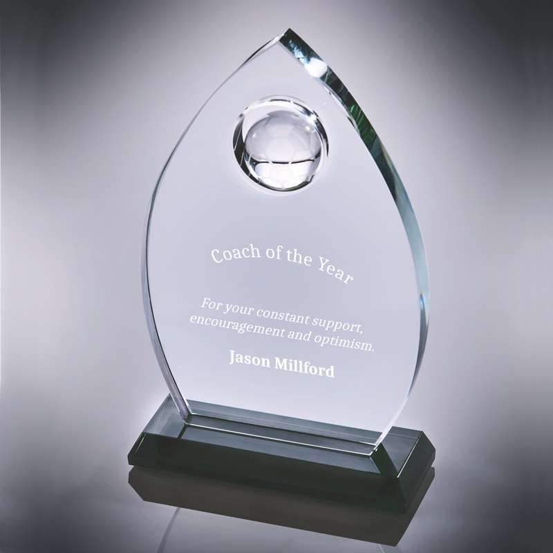 Football Crystal Stand Award 210mm – Clear