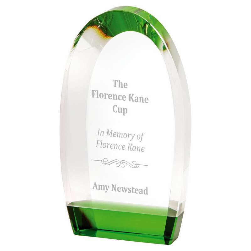 Green and Clear Stand Glass Award 120mm – Green