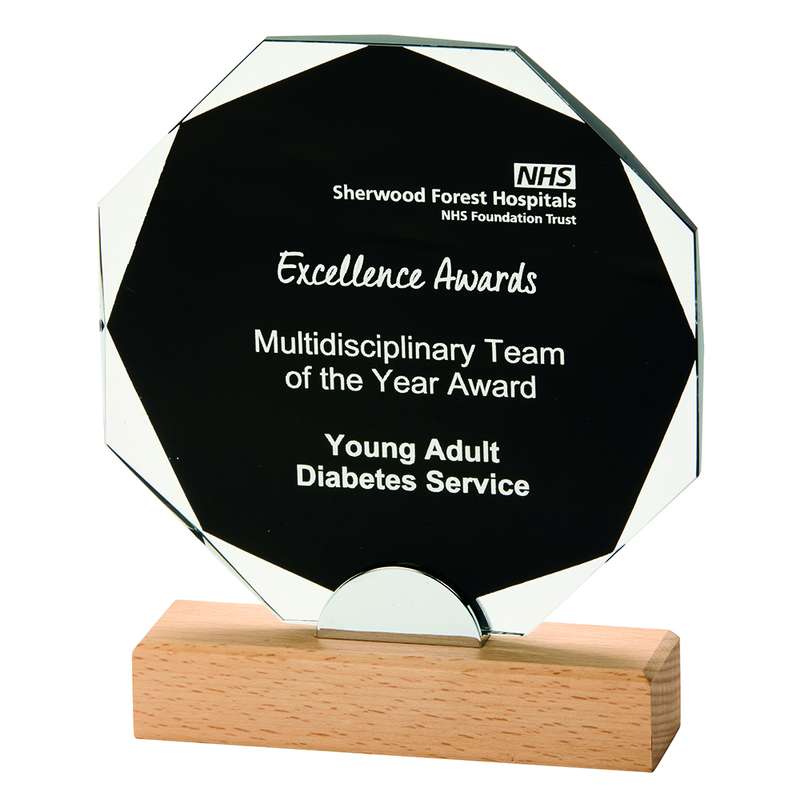 Black Crystal on a Wooden Base Award 170mm – Black