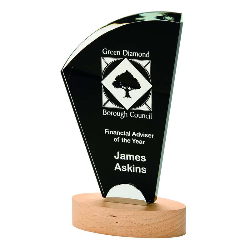 Black Crystal on a Wooden Base Award 210mm – Black