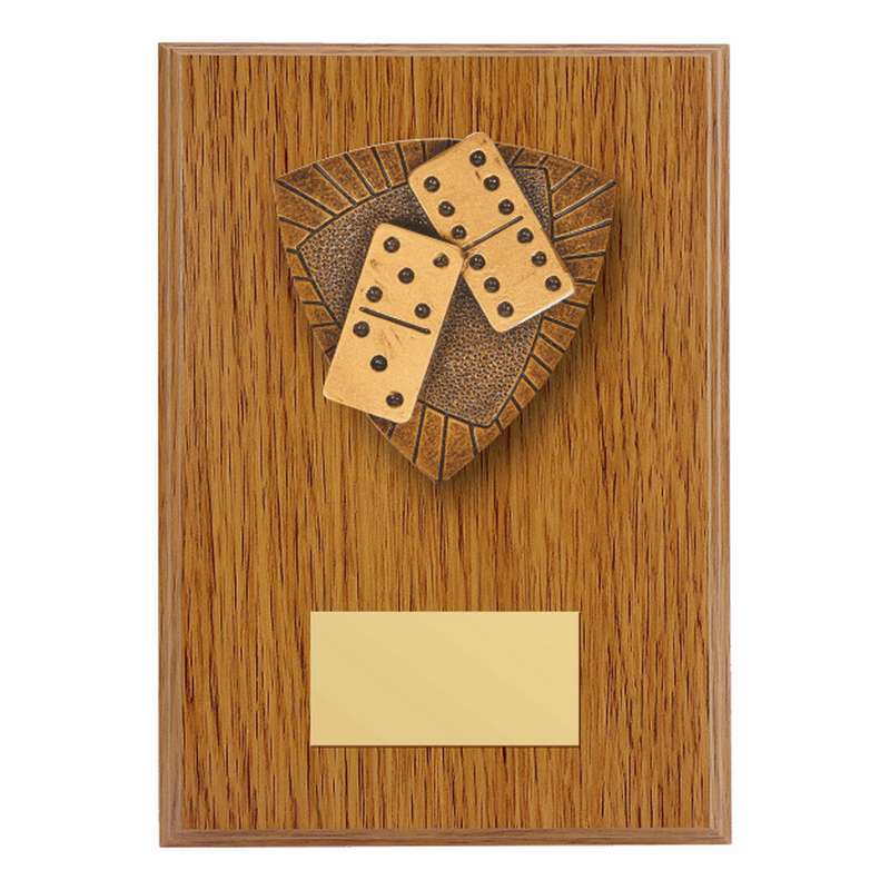 Wood Plaque with Resin Dominoes Trim 150mm – Light Oak