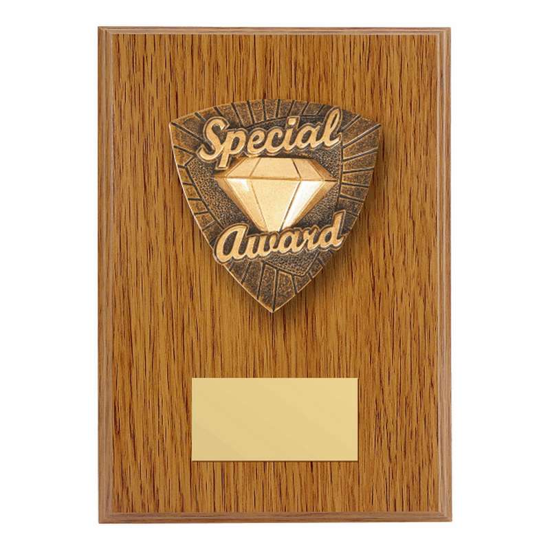 Wood Plaque with Resin Special Award Trim 150mm – Light Oak