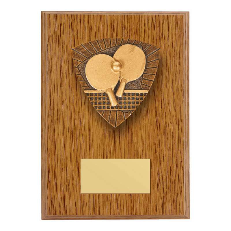 Wood Plaque with Resin Table Tennis Trim 150mm – Light Oak