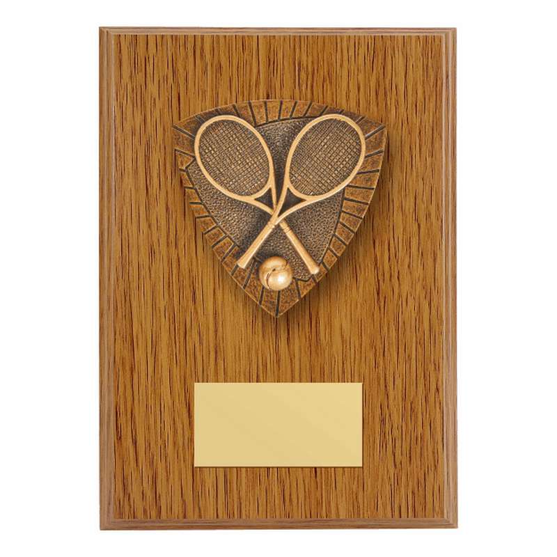 Wood Plaque with Resin Tennis Trim 150mm – Light Oak