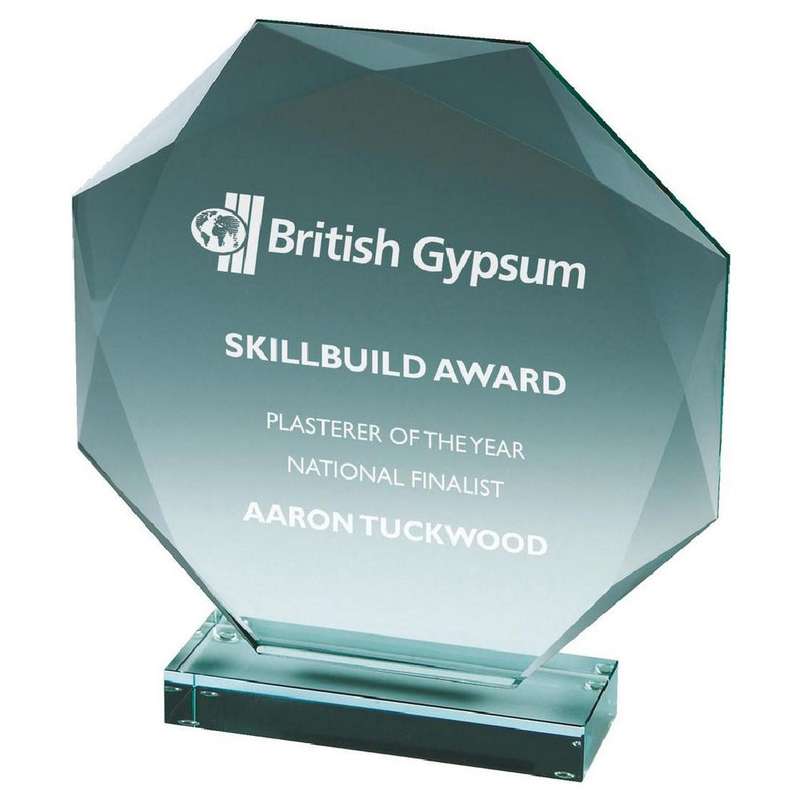 Premium Octagonal Jade Glass Stand (In Presentation Case) Award 170mm – Jade