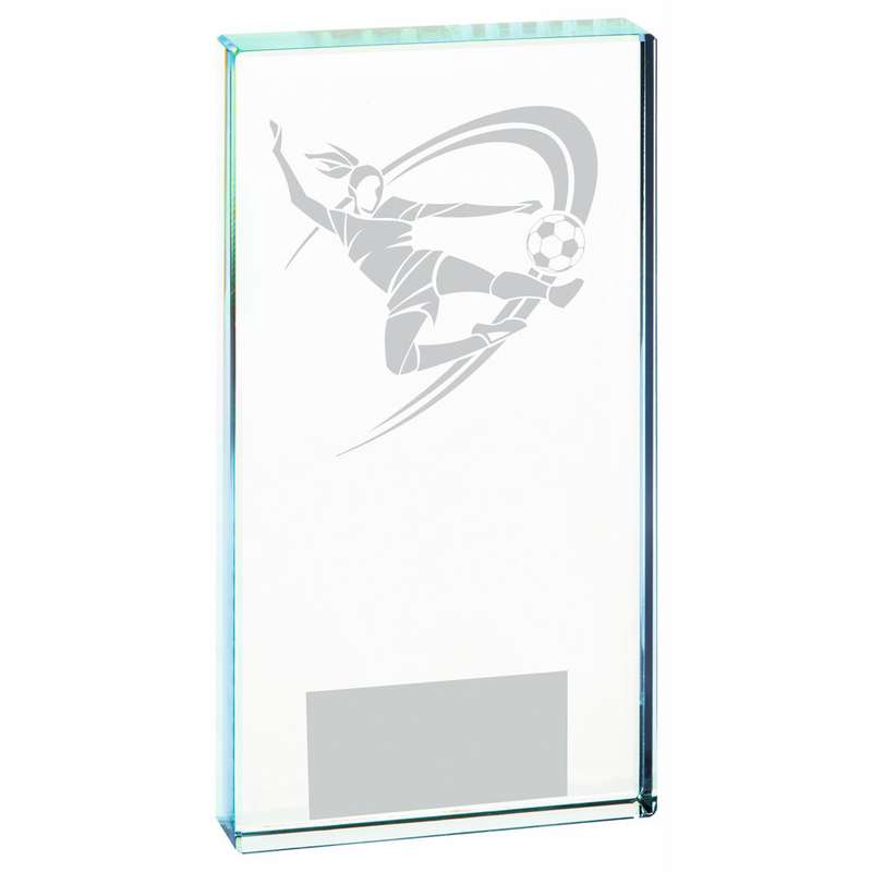 Clear Glass Football Award (Female) 140mm – Clear
