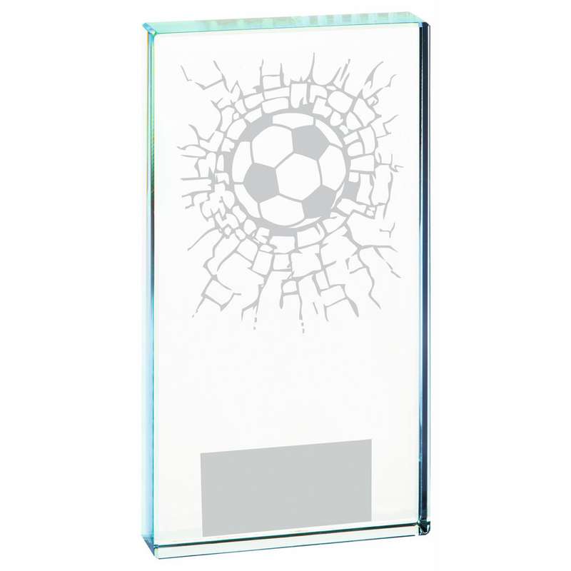Clear Glass Football Award 140mm – Clear